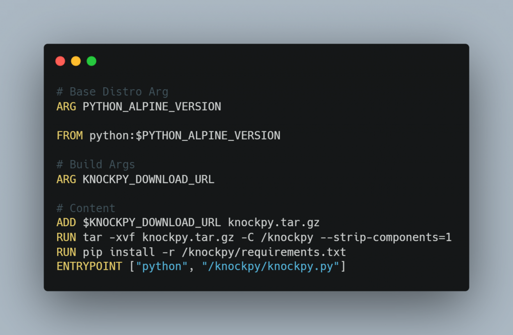 Dockerfile Knock